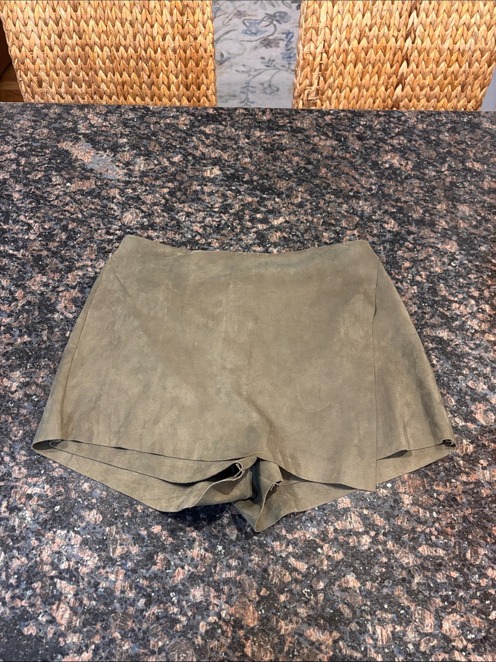 Asymmetric Faux Suede Skort